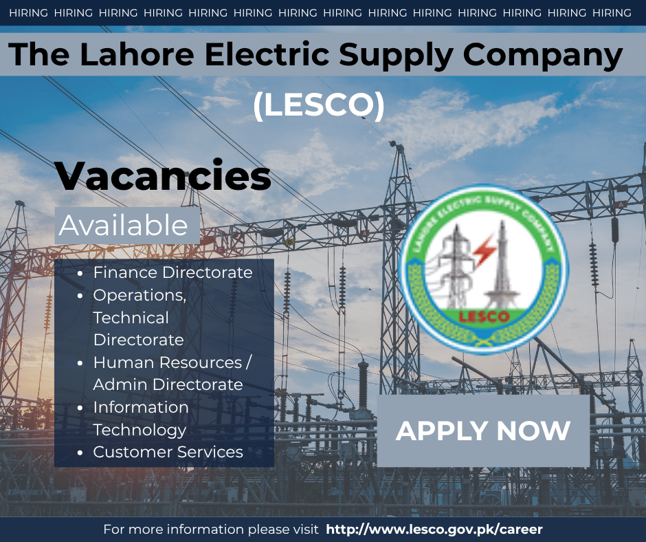 (LESCO Internship Program) (Jobs in Lahore Pakistan)