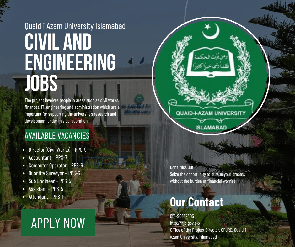 (Jobs in Islamabad) (Quaid i Azam University Islamabad Jobs)